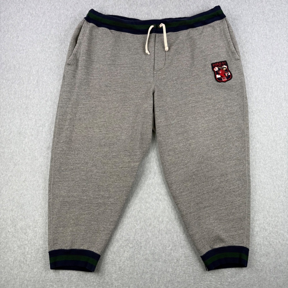 Polo Ralph Lauren Joggers Mens 5XB Gray Crest Polo 67 Fleece Sweatpants Pony